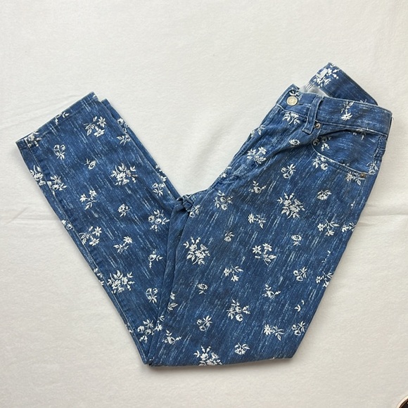 Polo Ralph Lauren Callen High Rise Slim Blue Jeans Floral Print Sz: 27R - Picture 2 of 16